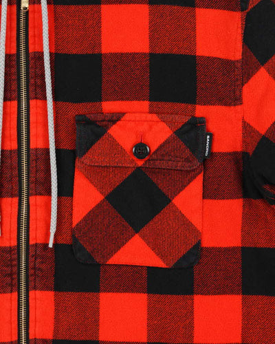 Sandro Buffalo Plaid Quilt Lined Hooded Zip-Up Shacket - XL