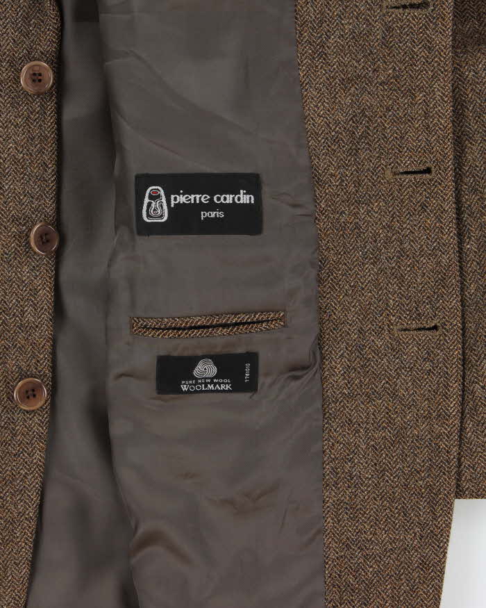 Vintage 1980s Pierre Cardin Wool Tweed Single Breasted Blazer - M
