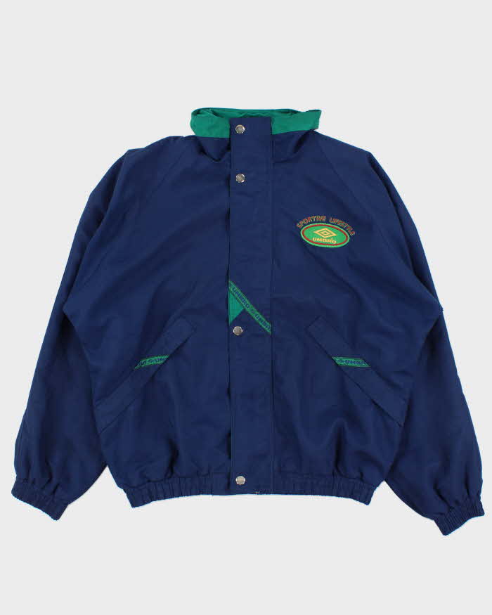 Vintage 1990s Umbro Navy Oversized Shell Windbreaker Jacket - XS