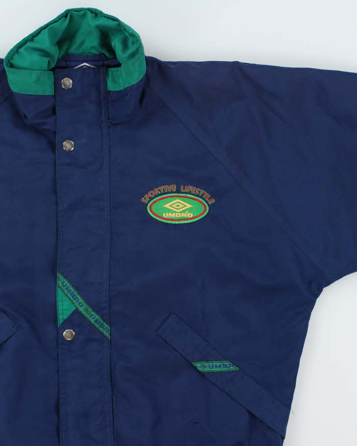 Vintage 1990s Umbro Navy Oversized Shell Windbreaker Jacket - XS