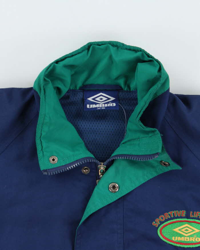 Vintage 1990s Umbro Navy Oversized Shell Windbreaker Jacket - XS