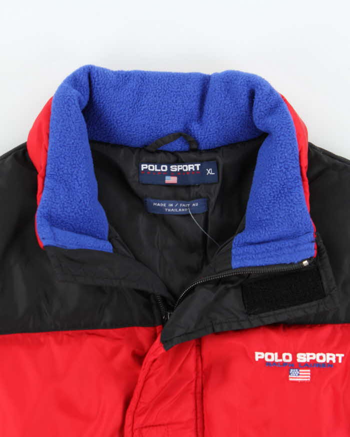 Vintage 1990s Polo Sport Ralph Lauren Two-Tone Down Filled Puffer Jacket - XL