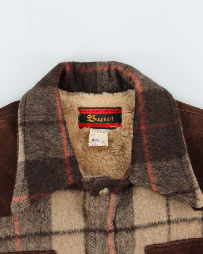 Vintage 1970s Baymart Wool Plaid Sherpa Lined Workwear Jacket - S