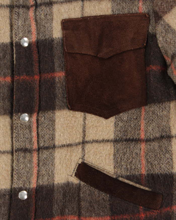 Vintage 1970s Baymart Wool Plaid Sherpa Lined Workwear Jacket - S