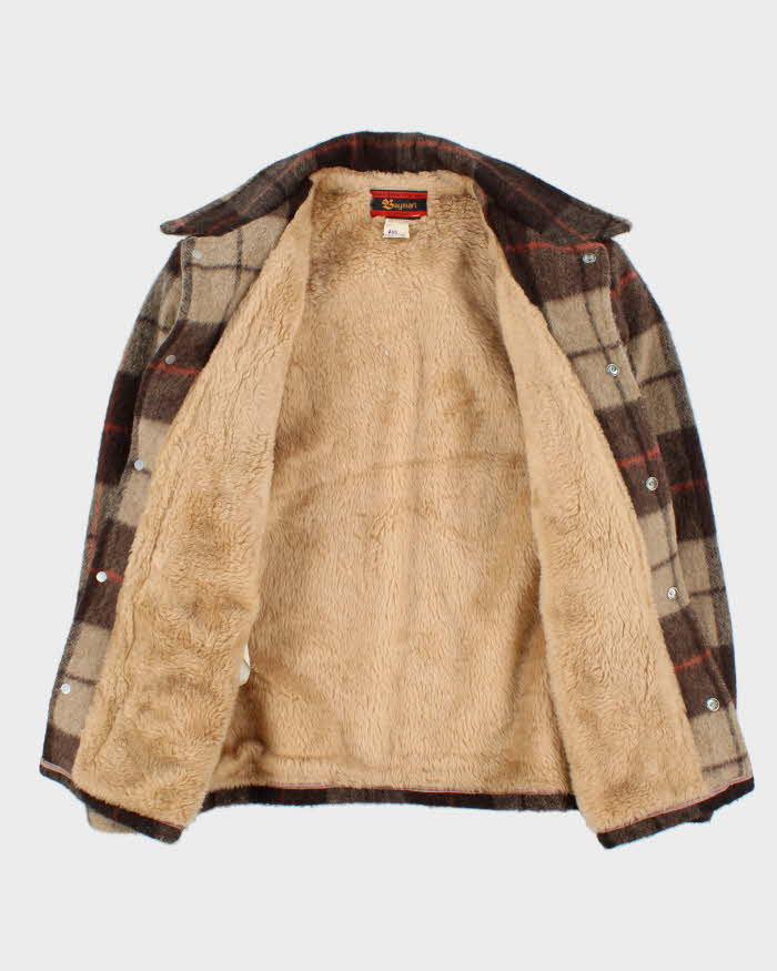 Vintage 1970s Baymart Wool Plaid Sherpa Lined Workwear Jacket - S