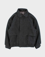 Vintage 1980s Givenchy Monsieur Heavyweight Wool Boxy Harrington Jacket - S