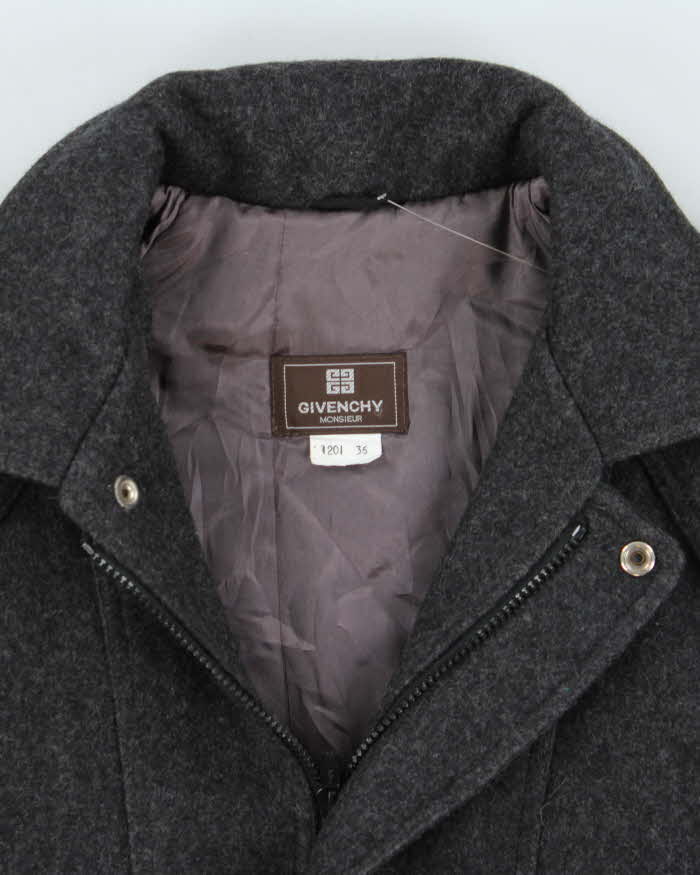 Vintage 1980s Givenchy Monsieur Heavyweight Wool Boxy Harrington Jacket - S