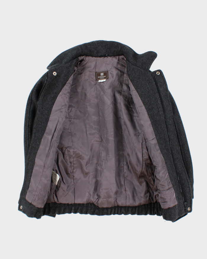 Vintage 1980s Givenchy Monsieur Heavyweight Wool Boxy Harrington Jacket - S