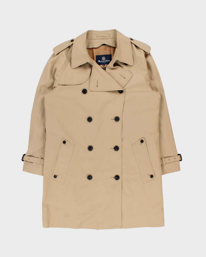 Vintage Aquascutum Wool Layered House Check Lined Weatherproof Trench Coat - L