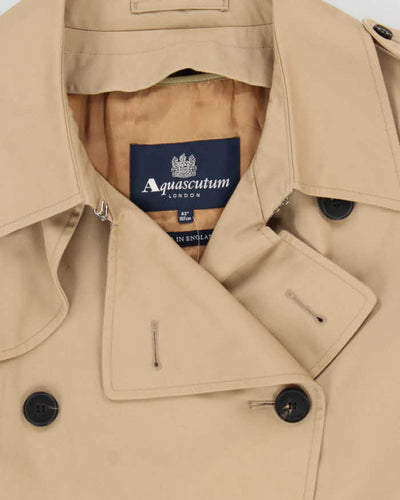 Vintage Aquascutum Wool Layered House Check Lined Weatherproof Trench Coat - L