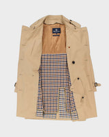 Vintage Aquascutum Wool Layered House Check Lined Weatherproof Trench Coat - L