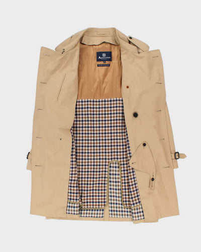 Vintage Aquascutum Wool Layered House Check Lined Weatherproof Trench Coat - L