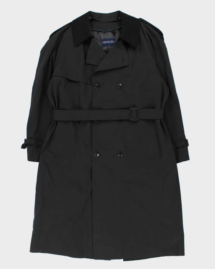 Vintage 1990s Oscar De La Renta Black Weatherproof Oversized Trench Coat - XL