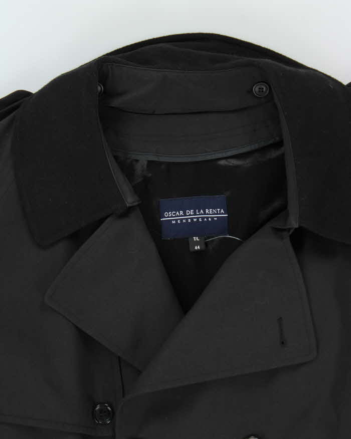 Vintage 1990s Oscar De La Renta Black Weatherproof Oversized Trench Coat - XL