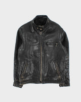 Vintage 1990s Schott Made In USA Distressed Leather Cafe Racer Moto Jacket - S