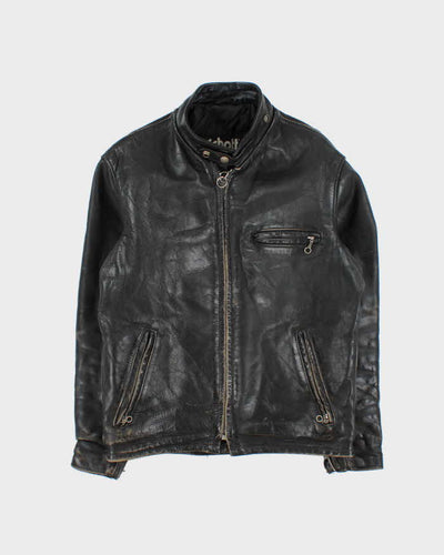 Vintage 1990s Schott Made In USA Distressed Leather Cafe Racer Moto Jacket - S