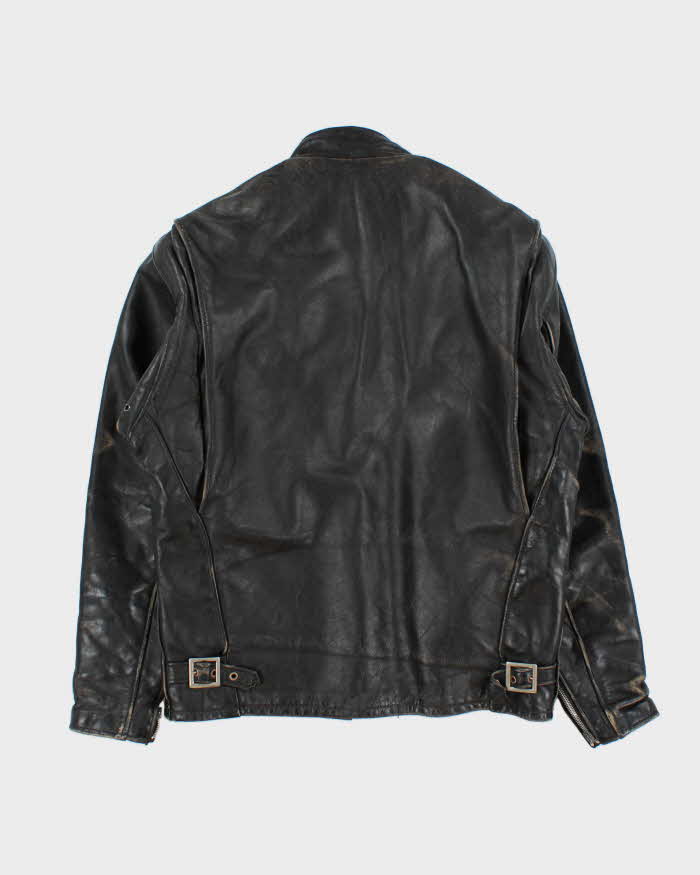 Vintage 1990s Schott Made In USA Distressed Leather Cafe Racer Moto Jacket - S