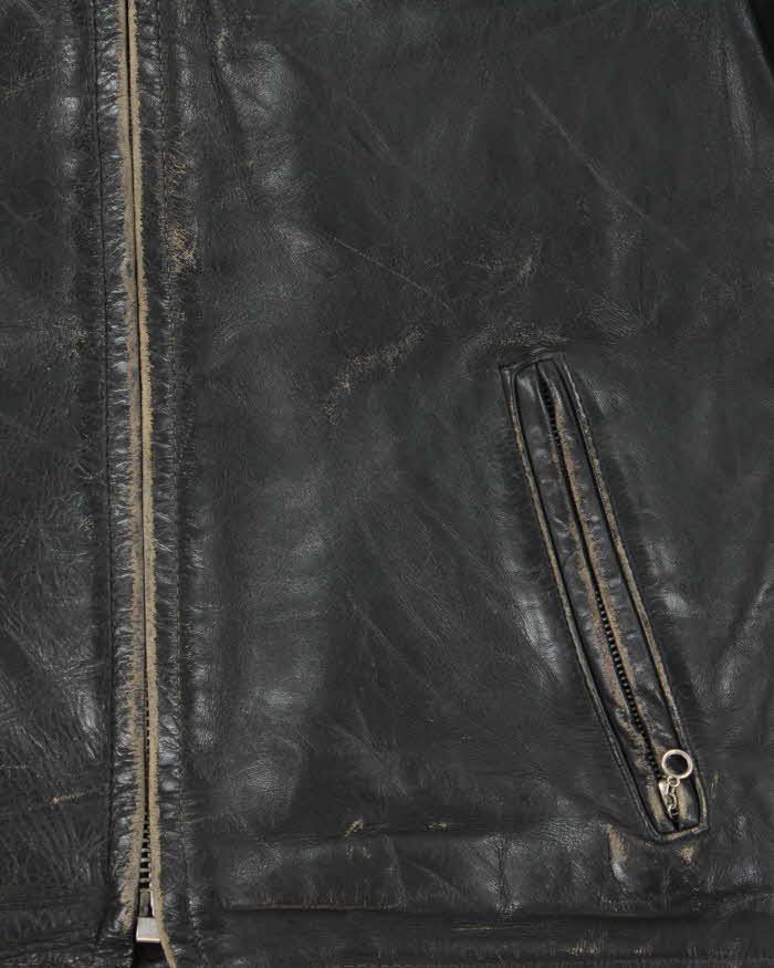 Vintage 1990s Schott Made In USA Distressed Leather Cafe Racer Moto Jacket - S