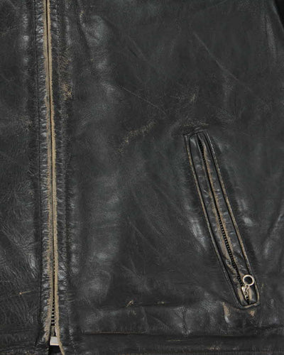 Vintage 1990s Schott Made In USA Distressed Leather Cafe Racer Moto Jacket - S