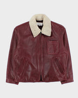 Vintage 1990s Maroon Arcobaleno Japanese Made Boxy Leather Moto Jacket - M