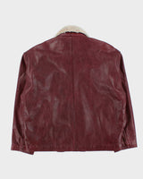 Vintage 1990s Maroon Arcobaleno Japanese Made Boxy Leather Moto Jacket - M