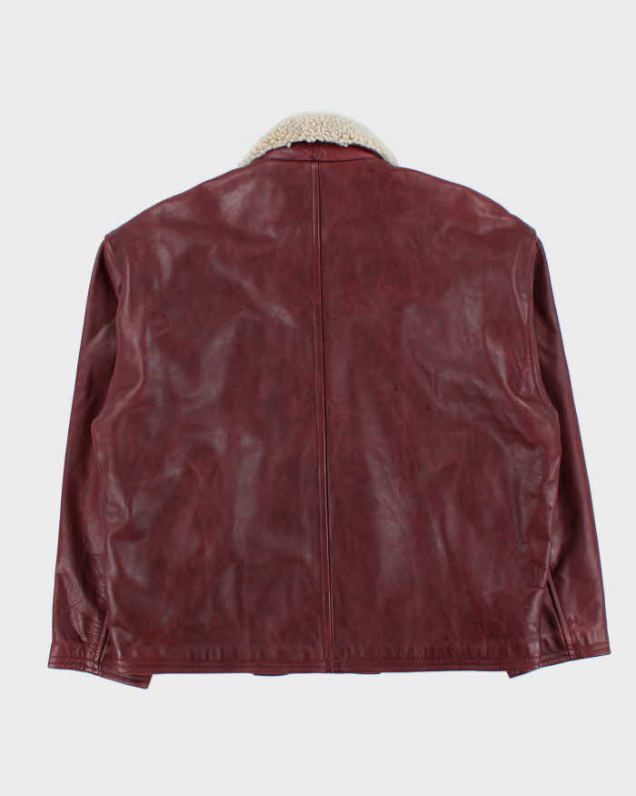 Vintage 1990s Maroon Arcobaleno Japanese Made Boxy Leather Moto Jacket - M