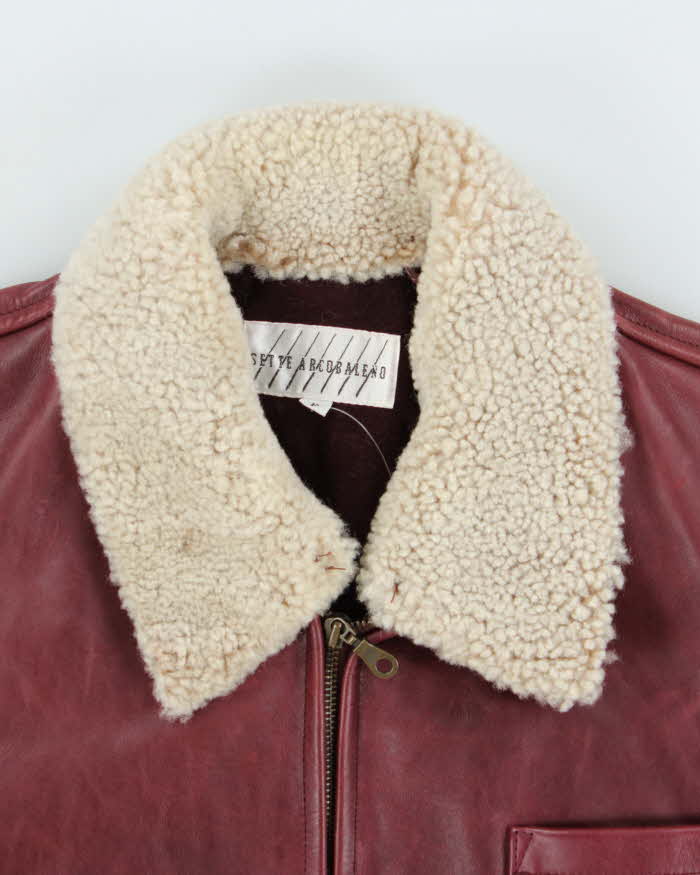 Vintage 1990s Maroon Arcobaleno Japanese Made Boxy Leather Moto Jacket - M