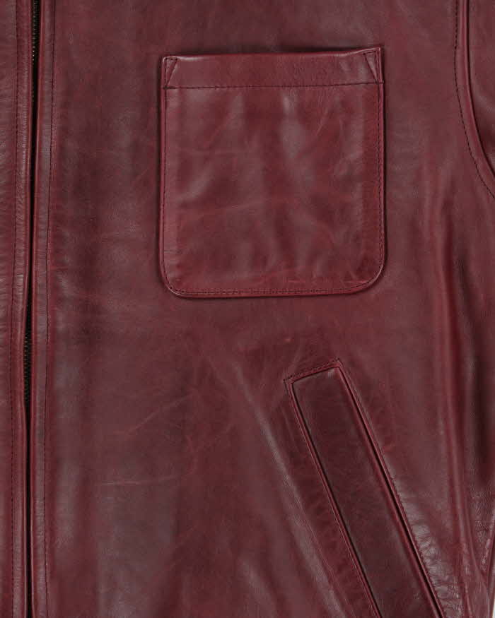 Vintage 1990s Maroon Arcobaleno Japanese Made Boxy Leather Moto Jacket - M