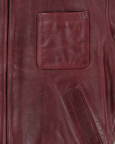 Vintage 1990s Maroon Arcobaleno Japanese Made Boxy Leather Moto Jacket - M