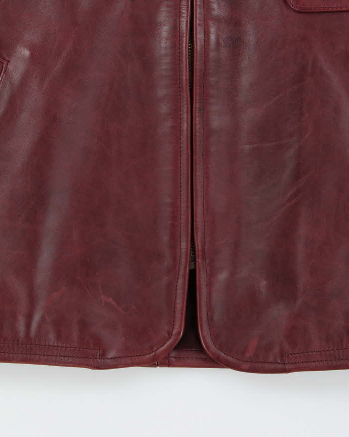 Vintage 1990s Maroon Arcobaleno Japanese Made Boxy Leather Moto Jacket - M