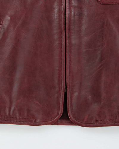 Vintage 1990s Maroon Arcobaleno Japanese Made Boxy Leather Moto Jacket - M