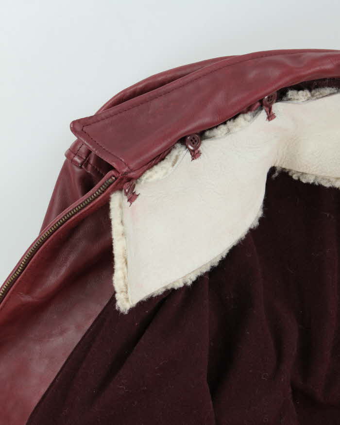 Vintage 1990s Maroon Arcobaleno Japanese Made Boxy Leather Moto Jacket - M