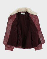 Vintage 1990s Maroon Arcobaleno Japanese Made Boxy Leather Moto Jacket - M