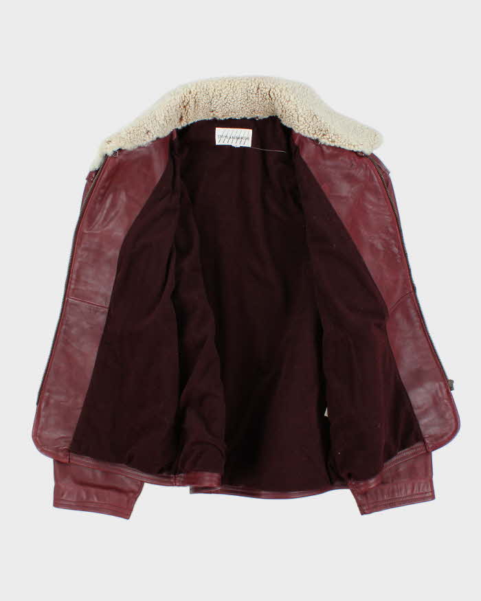 Vintage 1990s Maroon Arcobaleno Japanese Made Boxy Leather Moto Jacket - M