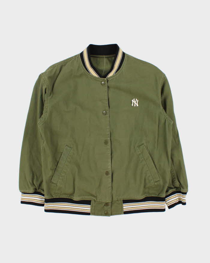 Vintage Y2K 00s Official Yankees MLB Khaki Varsity Bomber Jacket - S