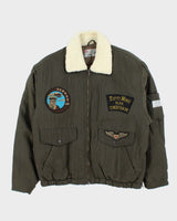 Vintage 1990s Pere Mar Satin Aviator Flight Bomber Jacket - S