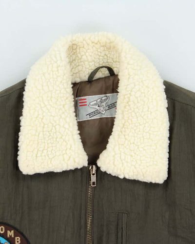 Vintage 1990s Pere Mar Satin Aviator Flight Bomber Jacket - S