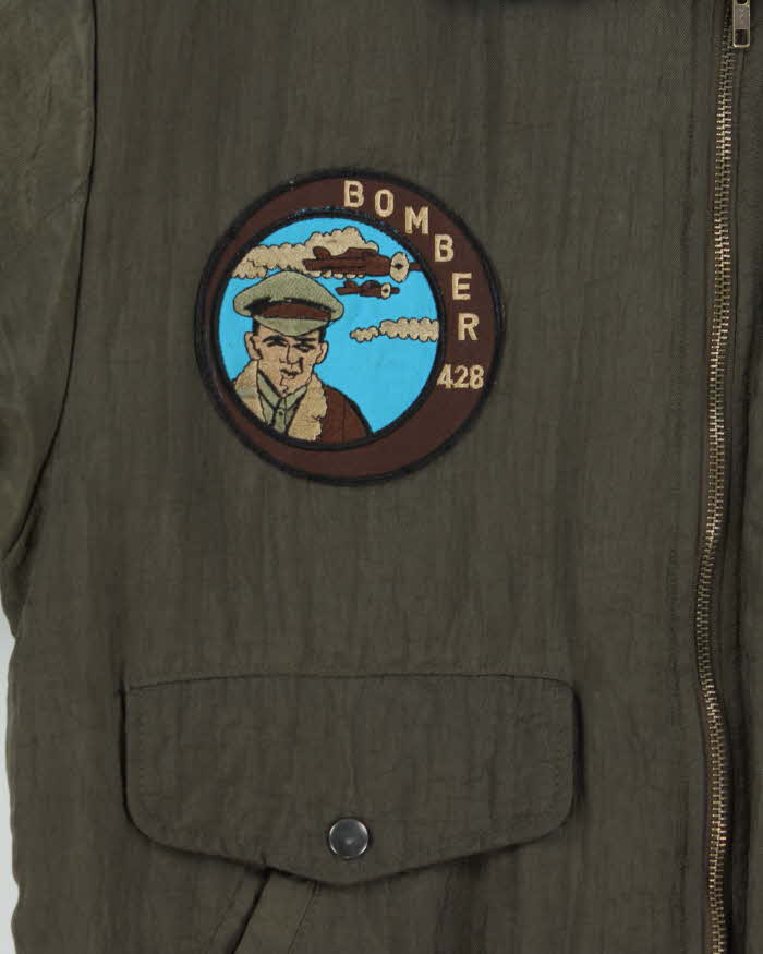 Vintage 1990s Pere Mar Satin Aviator Flight Bomber Jacket - S