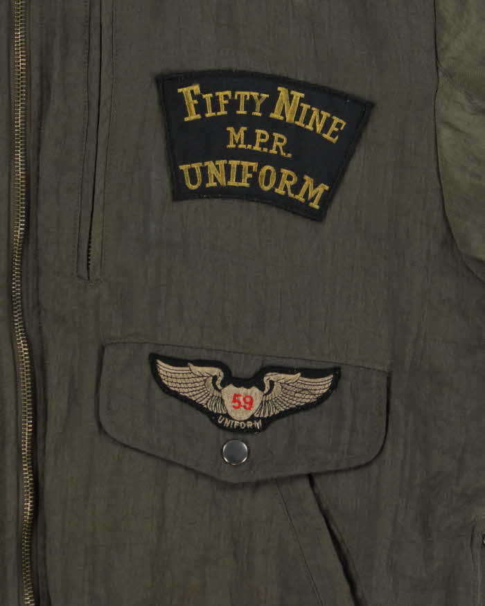 Vintage 1990s Pere Mar Satin Aviator Flight Bomber Jacket - S