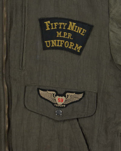 Vintage 1990s Pere Mar Satin Aviator Flight Bomber Jacket - S