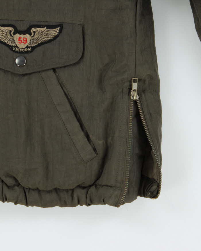 Vintage 1990s Pere Mar Satin Aviator Flight Bomber Jacket - S