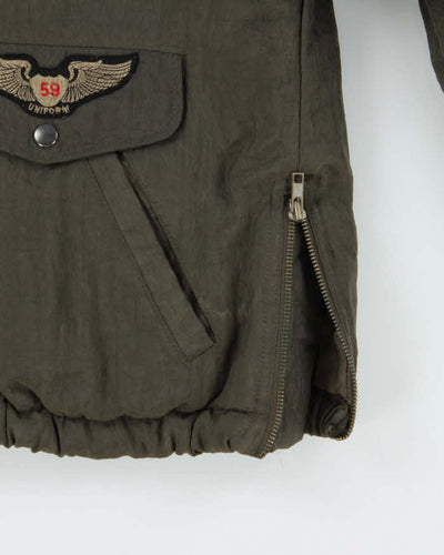 Vintage 1990s Pere Mar Satin Aviator Flight Bomber Jacket - S