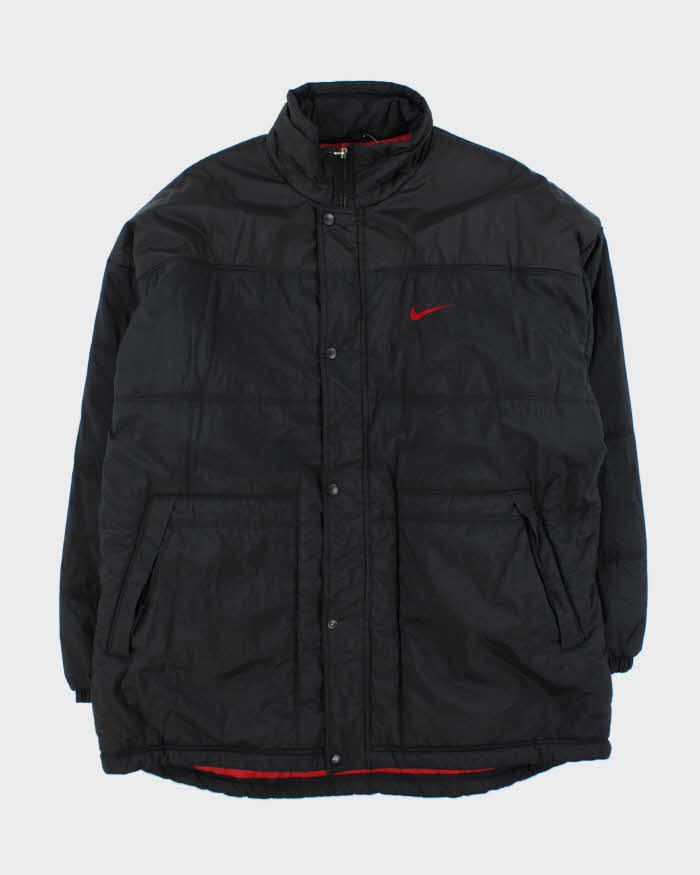Vintage 1990s Black Nike Oversized Long Puffer Jacket - XL