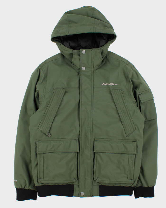 Vintage Khaki Eddie Bauer WeatherEdge Heavyweight Hooded Puffer Jacket - M