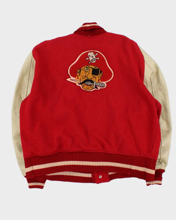 Vintage 1960s Whiting LA Pirates Football Wool Leather Varsity Bomber Jacket - XL