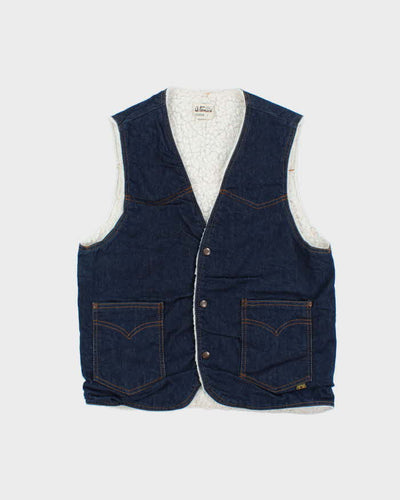Vintage 1960s ActionWest Sherpa Lined Raw Denim Gilet - S