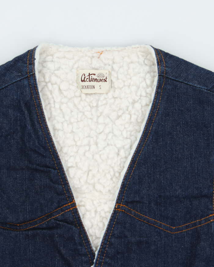Vintage 1960s ActionWest Sherpa Lined Raw Denim Gilet - S