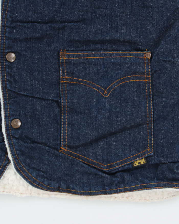 Vintage 1960s ActionWest Sherpa Lined Raw Denim Gilet - S