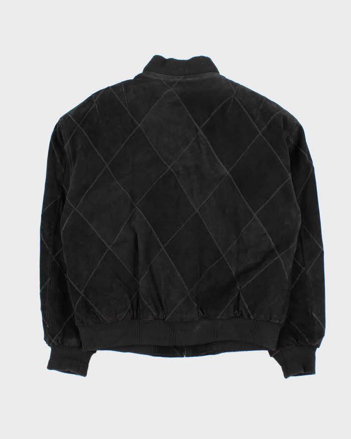 Vintage 1990s Diamond Stitch Suede Oversized Bomber Jacket - M