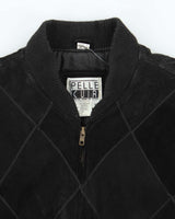 Vintage 1990s Diamond Stitch Suede Oversized Bomber Jacket - M
